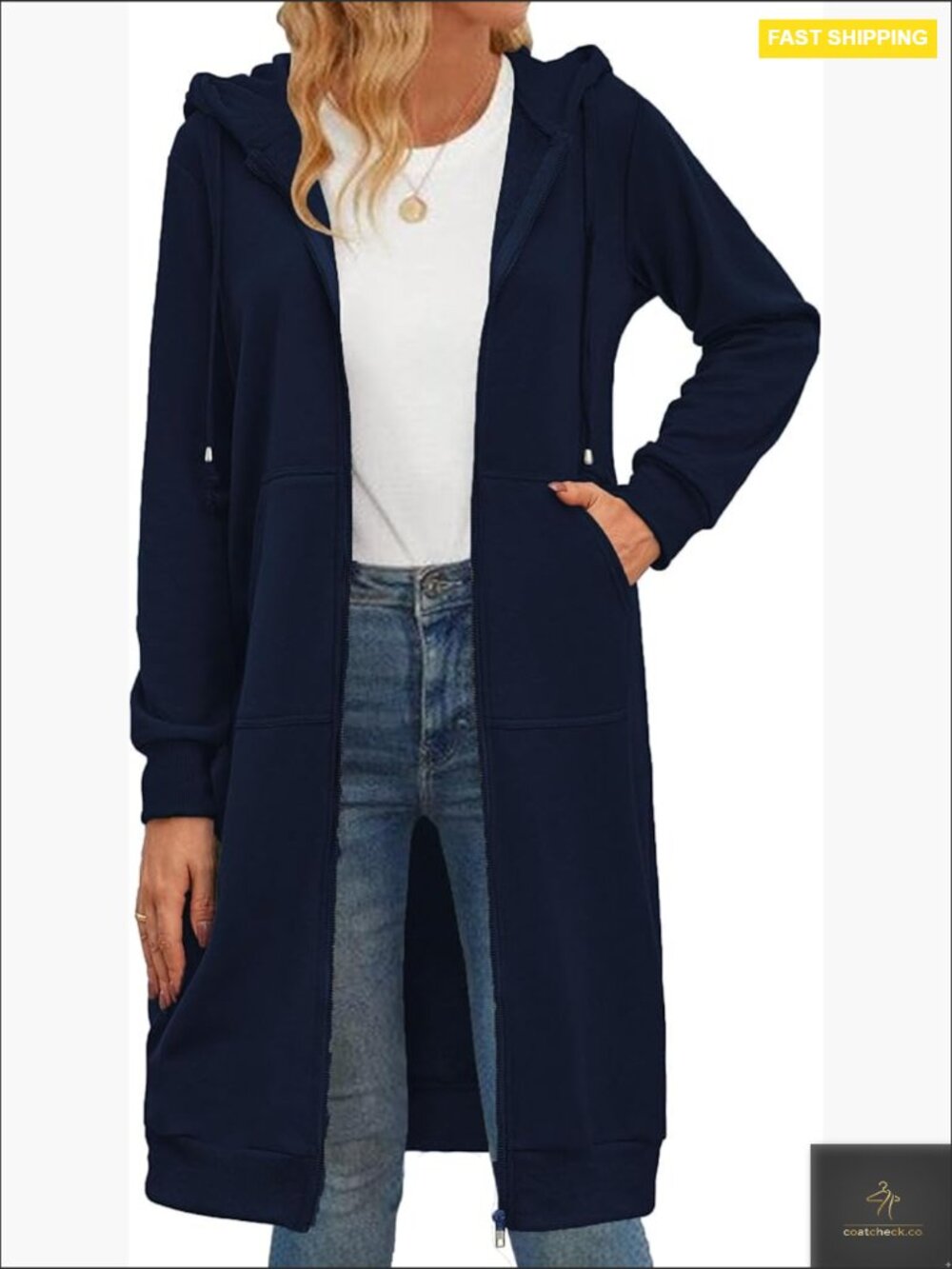 Oversized Fleece Zip Up Hoodie Long Tunic Sweatshirt Casual Winter Coat